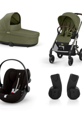 Baby Strollers Carucior 3 in 1 Balios S Lux pentru copii, cu landou si scoica auto Cloud G Plus - Moss Green cu cadru Taupe