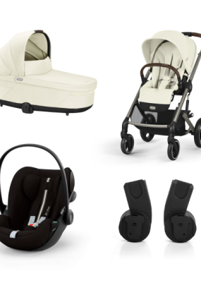 Baby Strollers Carucior 3 in 1 Balios S Lux pentru copii, cu landou si scoica auto Cloud G Plus - Seashell Beige cu cadru Taupe