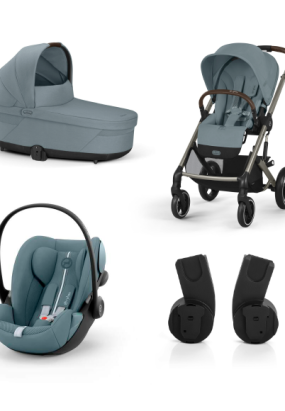 banca stradala Carucior 3 in 1 Balios S Lux pentru copii, cu landou si scoica auto Cloud G Plus - Stormy Blue cu cadru Taupe