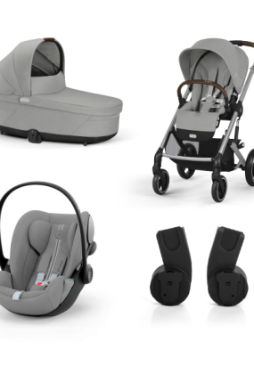Baby Strollers Carucior 3 in 1 Balios S Lux pentru copii, cu landou si scoica auto Cloud G Plus - Stone Grey cu cadru Silver