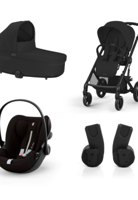 banca stradala Carucior 3 in 1 Balios S Lux pentru copii, cu landou si scoica auto Cloud G Plus - Moon Black cu cadru Black