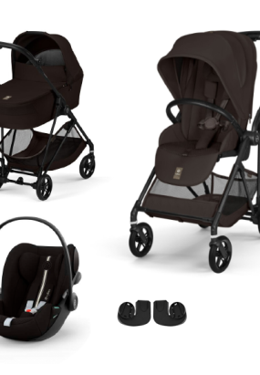 Babymatters Carucior 3 in 1 Cybex Melio Carbon pentru copii, ultra usor, cu landou si scoica auto Cloud G, Chocolate Brown