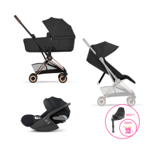 Carucior 3 in 1 pentru copii Cybex Coya Comfort, compact, premium, cu scoica Cloud T Plus