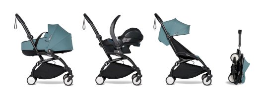 Carucior de copii all-in-one Babyzen Yoyo² cadru negru cu landou scaun de masina si pachet 6+ aqua