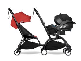 Carucioare copii / Carucioare duble - Carucior pentru gemeni BABYZEN YOYO² CONNECT, dublu, cu cadru negru, pachet de culoare si scoica auto - 2