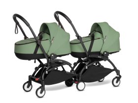 BABYZEN YOYO² CONNECT διπλό καρότσι με μαύρο σκελετό και πορτ-μπεμπέ