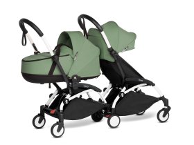 BABYZEN YOYO² CONNECT διπλό καρότσι, με λευκό σκελετό, πορτ-μπεμπέ και χρωματική συσκευασία