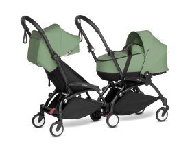 BABYZEN YOYO² CONNECT διπλό καρότσι, με μαύρο σκελετό, έγχρωμη συσκευασία και πορτ-μπεμπέ