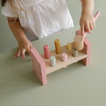 Играчки / Wooden toys - Малка холандска дървена играчка с цилиндри и чук - колекция диви цветя - 2