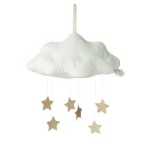  - Accesoriu pentru camera copilului Picca Loulou - Nor decorativ alb cu stelute aurii 34 cm