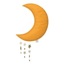 Декорации / Декорации - Аксесоар за детска стая Picca Loulou - Жълта луна със златни звезди 45см - 1