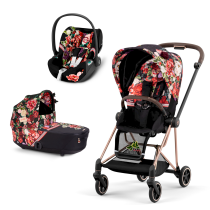 Παιδικό καρότσι 3 σε 1 Cybex Mios 3.0 Spring Blossom, με μπασκέτα, κέλυφος αυτοκινήτου Cloud T