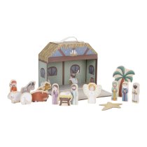 Играчки / Wooden toys - Малки холандски дървени фигурки в преносима кутия - Коледна ясла - 1
