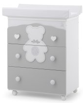 Стаята на детето - Детски скрин Italbaby Fiocco Classic колекция Boutique с три чекмеджета с матрак и корито - 2