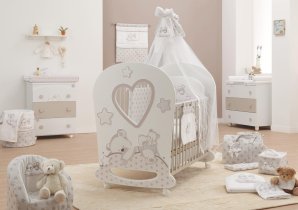 Camera copilului - Patut pentru copii Italbaby Sogni D'oro, colectia Boutique, din lemn masiv de fag, confortabil - Bianco - 1
