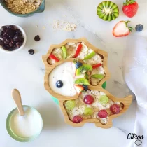 Diet and nutrition / Πιάτα για μωρά - Σετ πιάτου και κουταλιού μπαμπού με αντικολλητική βάση Citron, Dino  - 2