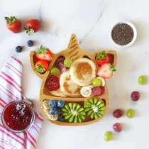 Diet and nutrition / Πιάτα για μωρά - Σετ πιάτου και κουταλιού μπαμπού με αντικολλητική βάση Citron, Unicorn - 2