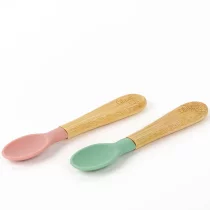 Articole pentru masa / Diversificare si alimentatie - Set de linguri din bambus cu doua piese Citron, Green si Blush Pink - 1