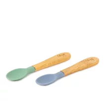 Articole pentru masa / Diversificare si alimentatie - Set de linguri din bambus cu doua piese Citron, Green si Dusty Blue - 1