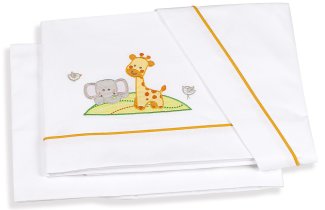 Σετ κλινοσκεπασμάτων Italbaby Gina, Trendy collection, τρία τεμάχια, βαμβακερό, με ζωάκια - Bianco