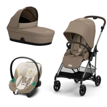 Бебешки колички - Детска количка Cybex Melio 3 в 1, ново издание, ултра лека, с кош за кош и кора Aton S2 - 1