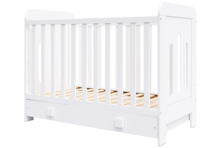  - Patut pentru copii BabyMatters Giggles, din lemn masiv, 120x60 cm, cu sertar - 1