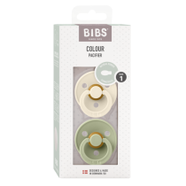  - Комплект 2 залъгалки BIBS, цветен латекс, симетричен биберон, 6 месеца + слонова кост/градински чай - 2
