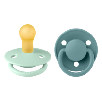 Set 2 suzete BIBS, De Lux Latex, tetina rotunda, 0 luni +
