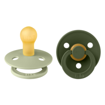 Σετ 2 πιπίλες BIBS, Color Latex, στρογγυλή θηλή, 0 μηνών +