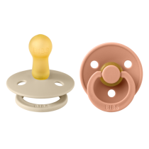 Σετ 2 πιπίλες BIBS, Color Latex, στρογγυλή θηλή, 6 μηνών +