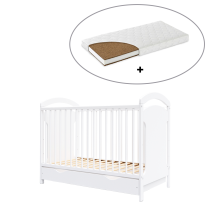 Παιδικό κρεβάτι BabyMatters Lulu, από μασίφ ξύλο, 120x60 cm, με συρτάρι και στρώμα καρύδας