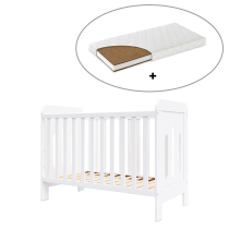 Βρεφική κούνια BabyMatters Giggles, μασίφ ξύλο, 120x60 cm, με στρώμα καρύδας