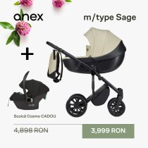 Бебешки колички / Колички 3 в 1 - Детска количка 2 в 1 Anex M/Type мултифункционална + Cosmo shell подарък - 1