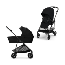 Бебешки колички - Детска количка Cybex Melio Carbon 2 в 1, издание 2024 г., с количка, Magic Black - 1