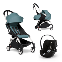 Καρότσι μωρού BABYZEN YOYO² 3 σε 1, λευκό πλαίσιο, συσκευασία για νεογέννητα, κάθισμα αυτοκινήτου Cloud G και συσκευασία χρωμάτων