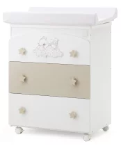  - Детски скрин Italbaby Sogni D'oro колекция Boutique три чекмеджета с матрак и корито Bianco - 1