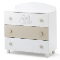  - Детски скрин Italbaby Sogni D'oro, колекция Boutique, три чекмеджета, масив бук, Bianco - 1