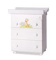  - Детски скрин Italbaby Gina, колекция Trendy, три чекмеджета, с матрак и корито - 1