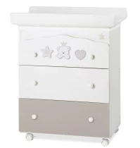  - Детски скрин Italbaby Baby Re, колекция Trendy, три чекмеджета, с матрак и корито - 1