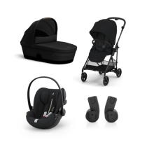 Carucior 3 in 1 Cybex Melio Carbon, pentru copii, editie 2024, cu landou si scoica Cloud G Plus, Magic Black