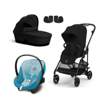 Carucior 3 in 1 Cybex Melio Carbon pentru copii, modern, cu landou si scoica Aton S2