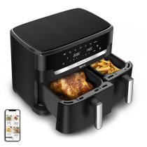 Casa si Curatenie - Friteuza cu aer cald Tefal Dual Easy Fry XXL, 11L, 7 programe automate, temperatura 40–220°C, 2700W - 2