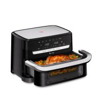 Casa si Curatenie / Aparate de gatit - Friteuza dubla cu aer cald Tefal Dual Easy Fry Flex EY9228E0, 9L, 7 Programe, Dual Zone & FlexCook, Display LCD, 2700W - 2