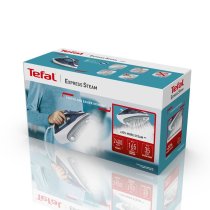 Дом и спасибование / Грижа за дрехи / Парни ютии - Парна ютия Tefal Express FV2837E0, 2400W, керамична гладеща повърхност Cerilium, система против прокапване, бяло/синьо - 2