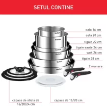 Casa si Curatenie - Set Gatit 13 Piese Tefal Ingenio Emotion L897SD74 – Inox Argintiu, invelis antiaderent Titanium - 2