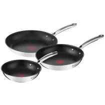 Комплект от 3 тигана Tefal Duetto G732S334, 20/24/28 см, неръждаема стомана, индукция