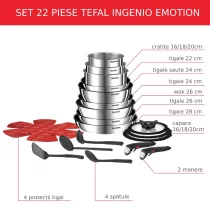 Дом и почистване / Кухненски прибори / Комплекти Tefal Ingenio - Tefal Ingenio Emotion L897SM74 Комплект кухненски съдове от 22 части с тенджери, тигани, уок, аксесоари и подвижни дръжки - 2