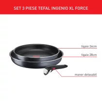  - Set 3 piese Tefal Ingenio XL Force L1589132 –  maner detasabil, invelis antiaderent si Thermo‑Signal, 24/28 cm - 2