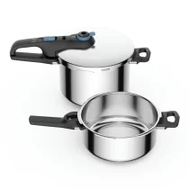 Casa si Curatenie - Set 2 oale sub presiune Tefal Secure Trendy P2584301, 4L si 6L, Inductie, 2 programe gatire, 5 puncte siguranta, Inox, Argintiu - 2