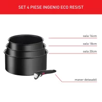 Дом и почистване / Кухненски прибори / Комплекти Tefal Ingenio - Tefal Ingenio Eco Resist комплект от 4 части L3979202, подвижна дръжка, Thermo-Signal, незалепващо покритие, съвместим с индукция - 2